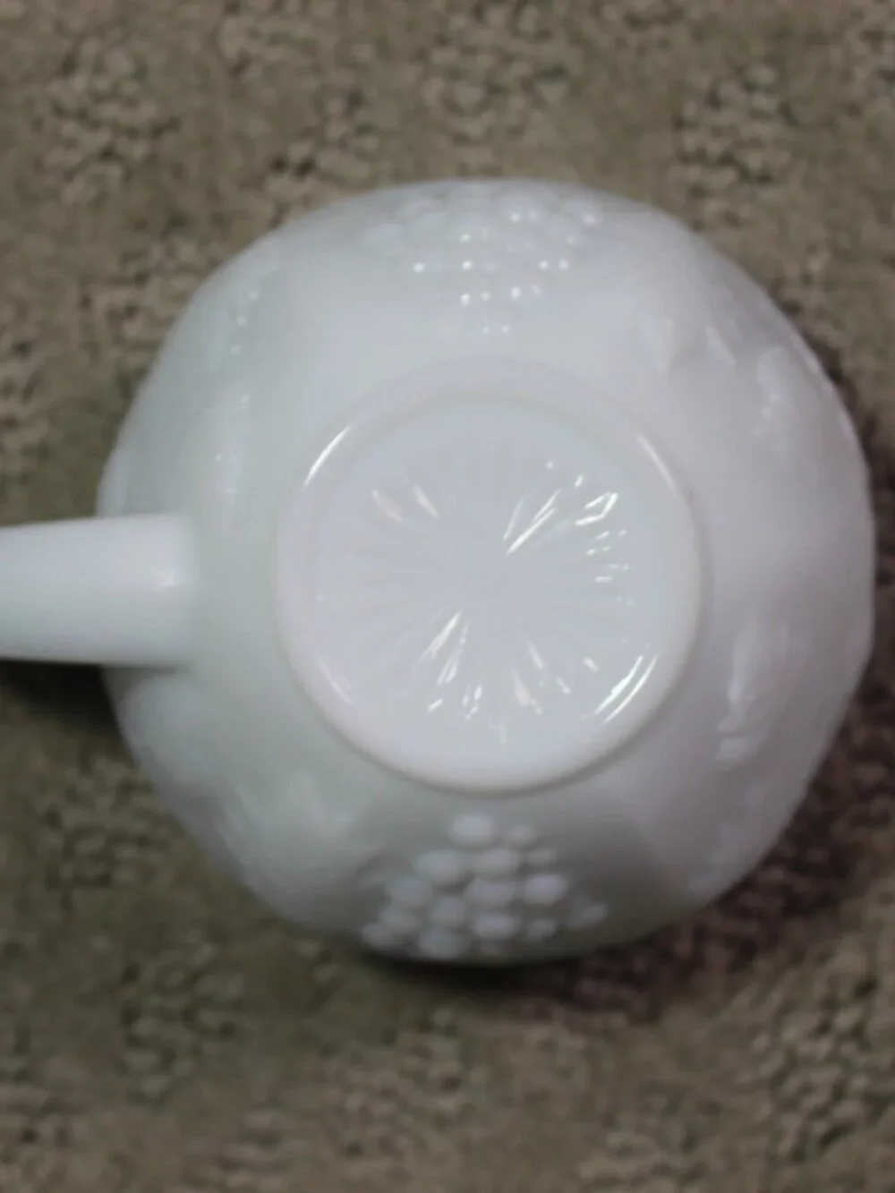 Vtg Anchor Hocking White Milk Glass Grapevine Punch Bowl Set w Base & 11 Cups